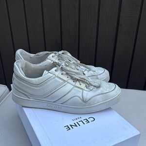 Celine Off-White Leather Low-Top Sneakers
